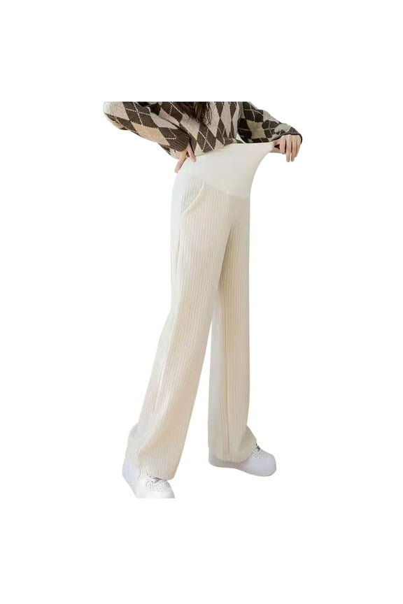 Maternity Pants High Waist Support Winter Leggings Chenille Velvet Wide Leg Pants Plus Velvet Pants Wear Straight Casual Pants