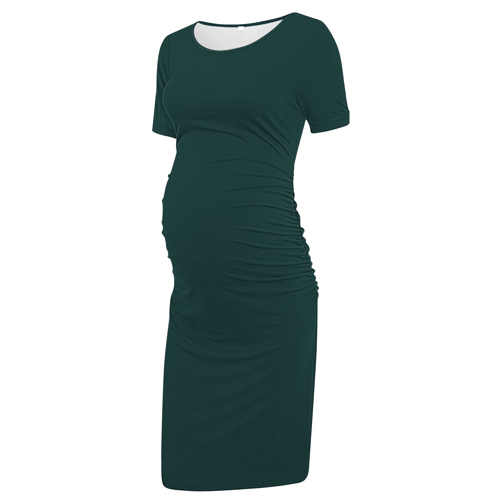 open lace back dress Light Olive Pleated V Neck Maternity Maxi Dress