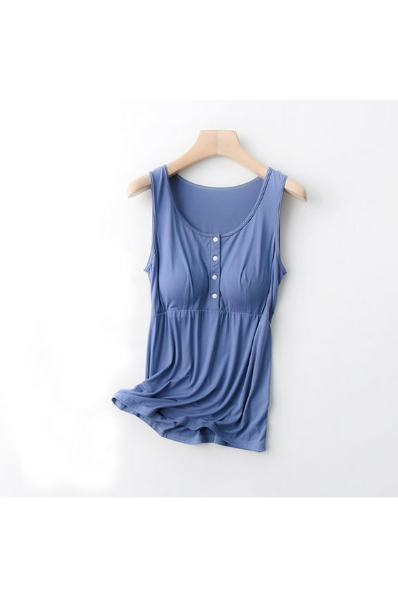 Maternity Summer Comfort Tank Top Sleeveless Sleeve Summer Solid Color Round Neck Tops Tank Top