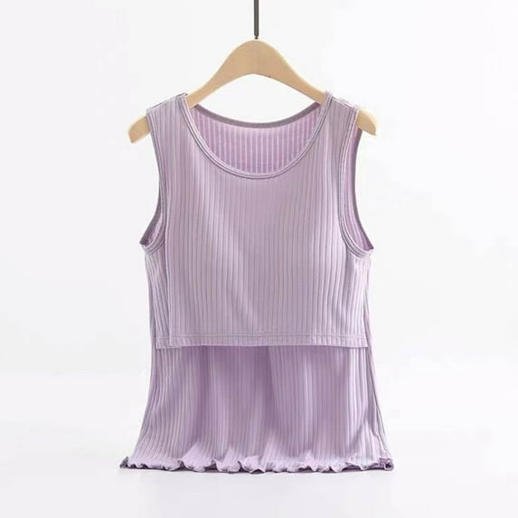 Fengqque Maternity Summer Comfort Tank Top Solid Color Breast Feeding Pregnant Nursing T-Shirt Blouse Sleeveless Round-Neck Tank Tops