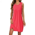 thumbnail image 1 of Fengqque Maxi Summer Dresses for Women Summer Solid Color Sleeveless Round Neck Pleated Dress, 1 of 6