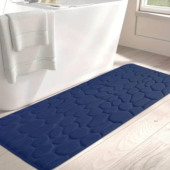 Fengqque Memory Foam Anti-Slip Bath Rug 19.6" x 47.2" Water Absorbent Household Floor Mat for Bathroom and Kitchen Door