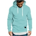 thumbnail image 1 of Fengqque Men Comfortable and Casual Pullover Hoodie Drawstring Long Sleeve Sweatshirt with Kangaroo Pockets Light Blue 14(XXL), 1 of 5