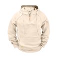 thumbnail image 1 of Fengqque Men Hoodies Tactical Sweatshirt Quarter Zip Pullover Hoodies Workout Gym Fashion Outdoor Hoodie Khaki 4(S), 1 of 7