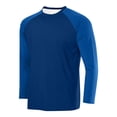 thumbnail image 1 of Fengqque Men Raglan Shirt Soft Sports Jersey Style Long Sleeve Mesh Round Neck Baseball Shirts Blue S(S), 1 of 2