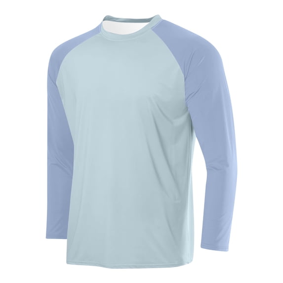Fengqque Men Raglan Shirt Soft Sports Jersey Style Long Sleeve Mesh Round Neck Baseball Shirts Mint Green S(S)