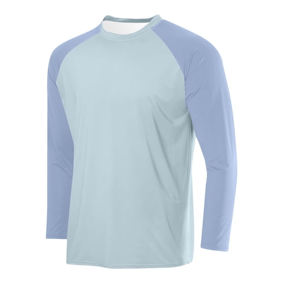Fengqque Men Raglan Shirt Soft Sports Jersey Style Long Sleeve Mesh Round Neck Baseball Shirts Mint Green S(S)
