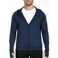 thumbnail image 1 of Fengqque Men Solid Color Long Sleeved Hoodie Full Zip Lightweight Breathable Coat with Thumb Hole Navy M(M), 1 of 5