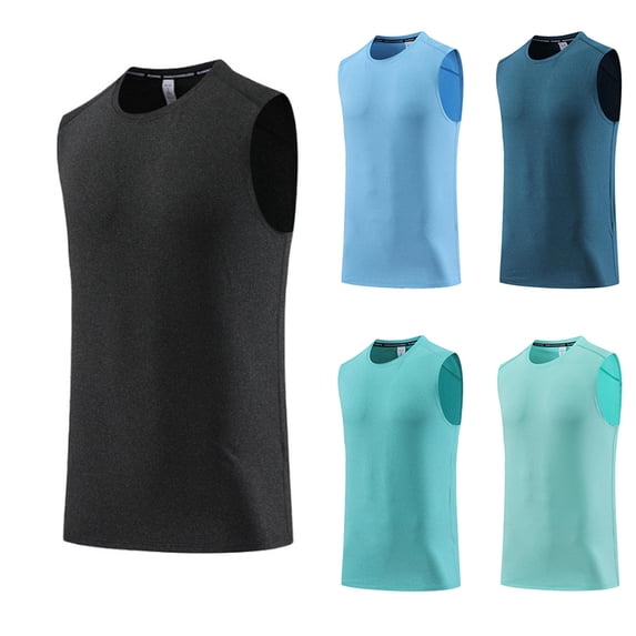 Fengqque Men's Athletic Compression Shirts Sleeveless Workout Tank Top Sports Base Layer Running Basketball Tank Mint Green XL(XL)