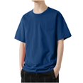 thumbnail image 1 of Fengqque Men's Big and Tall Shirts Short Sleeved Cotton Tee Crew Neck Top Casual Loose Fit T Shirts Blue 20(XXXXXXL), 1 of 6