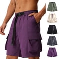 thumbnail image 1 of Fengqque Men's Cargo Shorts Elastic Waistband Drawstring Summer Relaxed Fit Work Shorts with Multiple Pockets Purple XS(XS), 1 of 6