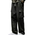 thumbnail image 1 of Fengqque Men's Cargo Sweatpants Elastic Waist Drawstring Sweat Pants Jogger Sweatpants Lounge Pants with Pockets Black XXXL, 1 of 3