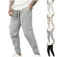 thumbnail image 1 of Fengqque Men's Casual Cargo Joggers Pants Waffle Stretch Elastic Waist Drawstring Tapered Sweatpants with Pockets White XL(XL), 1 of 6
