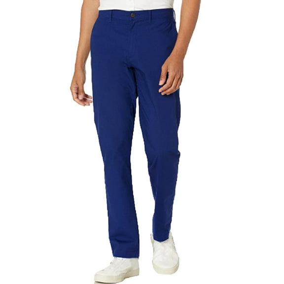 Fengqque Men's Casual Fashion Button Suit Pants Self-cultivation Straight Leg Pants Long Pants with Pockets Blue 8(L)