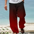 thumbnail image 1 of Fengqque Men's Casual Fashion Gradient Printed Elastic Waistband Drawstring Loose Straight Leg Pants Red 8(L), 1 of 5