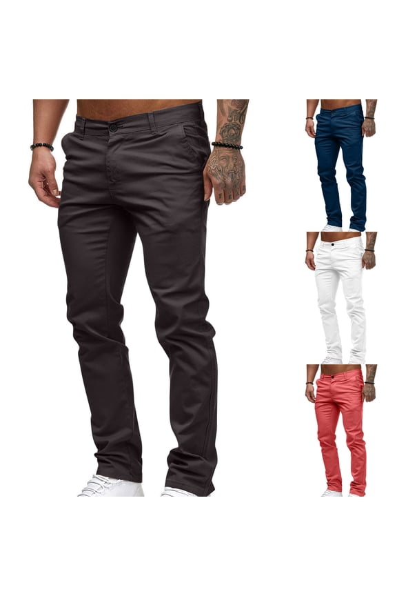 Men's Casual and Comfortable Slim Fit Stretch Dress Pants Skinny Tapered Suit Trousers with Pockets White 10(XL)