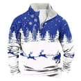 thumbnail image 1 of Fengqque Men's Casual and Comfortable Sweatshirt Long Sleeve Stand Up Collar Zipper Christmas Print Pullover Top Blue 16(XXXXL), 1 of 3