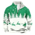 thumbnail image 1 of Fengqque Men's Casual and Comfortable Sweatshirt Long Sleeve Stand Up Collar Zipper Christmas Print Pullover Top Green 4(S), 1 of 3