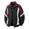thumbnail image 1 of Fengqque Men's Color Block Raglan Sleeve Jacket, Turndown Collar Full Zip Coat with Side Pockets Black XL, 1 of 8