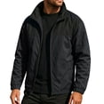 thumbnail image 1 of Fengqque Men's Color‑Block Stand Collar Jacket Full Zip Up Long Sleeve Lightweight Windbreaker with Zippered Side Pockets Black M, 1 of 7