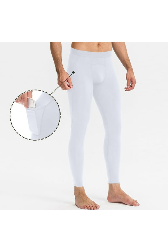 Men’s Compression Pants Athletic Compression Leggings Sports Tights Fit Running Base Layer Workout Basketball Gym White 8(L)