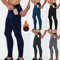 Fengqque Men's Compression Pants Fleece Lined Keep Warm Athletic Tights Fitness Bottoms Cold Weather Gear Navy 10(XL)
