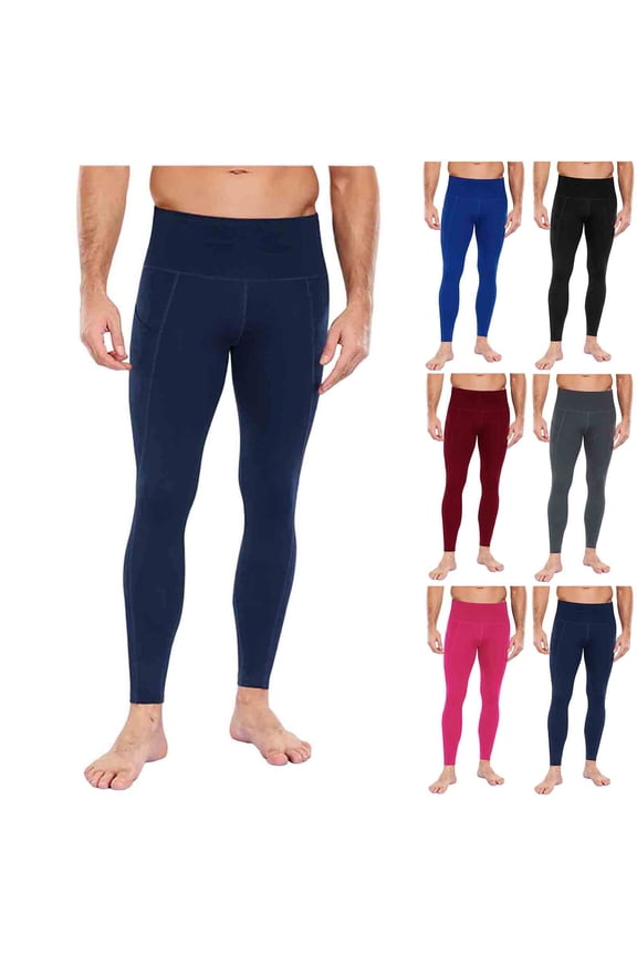 Men's Compression Pants Workout Athletic Running Cycling Tights Quick Drying Breathable Pants with Pockets Red XL(XL)