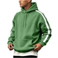 thumbnail image 1 of Fengqque Men's Contrast Side Stripe Hooded Sweatshirt Long Sleeve Pullover Hoodie Loose Fit Casual Athletic Outerwear with Drawstring & Kangaroo Pocket Green 2XL, 1 of 6