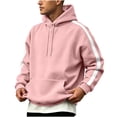 thumbnail image 1 of Fengqque Men's Contrast Side Stripe Hooded Sweatshirt Long Sleeve Pullover Hoodie Loose Fit Casual Athletic Outerwear with Drawstring & Kangaroo Pocket Pink 2XL, 1 of 6