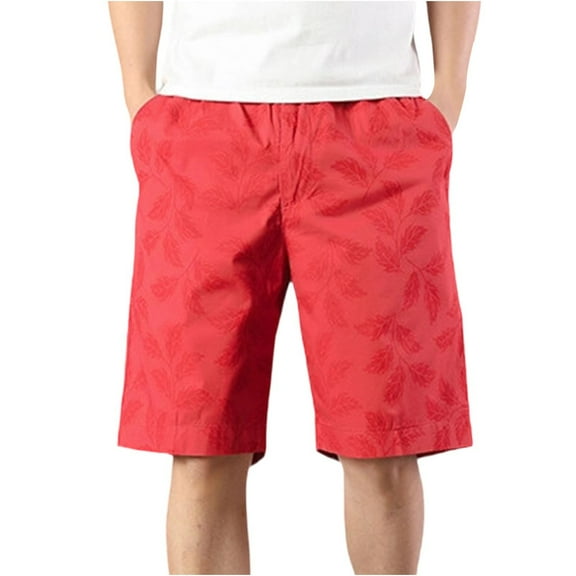 Fengqque Men's Cotton Loose Wide Leg Shorts Relaxed Fit Outdoor Casual Work Shorts with Pockets Red XXXL(XXXL)