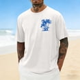 thumbnail image 1 of Fengqque Men's Crewneck T-Shirt Short Sleeve Tees Coconut Tree Printed Loose Summer Basic Tops White-B XXL(XXL), 1 of 5