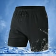 thumbnail image 1 of Fengqque Men's Elastic Waist Drawstring Gym Workout Running Waterproof Shorts with Zipper Pocket Black M(M), 1 of 9