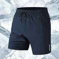 thumbnail image 1 of Fengqque Men's Elastic Waist Drawstring Gym Workout Running Waterproof Shorts with Zipper Pocket Dark Blue S(S), 1 of 4