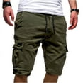 thumbnail image 1 of Fengqque Men's Elastic Waist Drawstring Hiking Shorts Tactical Cargo Short Pants Work Shorts with Multi Pockets Army Green 4(M), 1 of 4