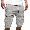 thumbnail image 1 of Fengqque Men's Elastic Waist Drawstring Hiking Shorts Tactical Cargo Short Pants Work Shorts with Multi Pockets light gray 6(L), 1 of 4