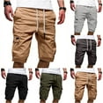 thumbnail image 1 of Fengqque Men's Elastic Waist Drawstring Hiking Shorts Tactical Cargo Short Pants Work Shorts with Multi Pockets light gray 8(XL), 1 of 4