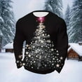 thumbnail image 1 of Fengqque Men's Fashion Casual Christmas Tree Printed Long Sleeved Round Neck Waffle Self-cultivation Pullover Black XL(XL), 1 of 4