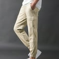 thumbnail image 1 of Fengqque Men's Fashion Casual Loose Pockets Drawstring Elastic Waistband Ice Silk Tapered Pants Khaki 6(M), 1 of 9