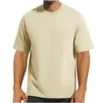 thumbnail image 1 of Fengqque Men's Fashion Casual Solid Color Short Sleeve Round Neck T-Shirt Classic Casual Loose Shirts Beige S(S), 1 of 3