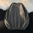 thumbnail image 1 of Fengqque Men's Fashionable and Comfortable Basic Solid Color Sweatshirts Long Sleeve Round Neck Relaxed Fit Tops Dark Gray XXL(XXL), 1 of 4