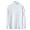 thumbnail image 1 of Fengqque Men's Fashionable and Comfortable High Neck Sweater Casual Long Sleeve Solid Color Yarn Knitted Pullover Sweaters White 8(XXXL), 1 of 2