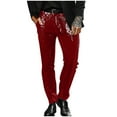 thumbnail image 1 of Fengqque Men's Fashionable and Comfortable Sequin Trousers Elastic Waist Skinny Straight Leg Pants Red XXL(XXL), 1 of 8