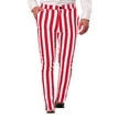 thumbnail image 1 of Fengqque Men's Fashionable and Comfortable Striped Button Suit Pants Straight Fit Casual Trousers Red 14(XXXL), 1 of 5