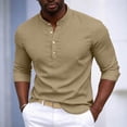 thumbnail image 1 of Fengqque Men's Half Collar Solid Color Shirts Long Sleeves Slim Fit Blouse Button Tops Coffee L, 1 of 8