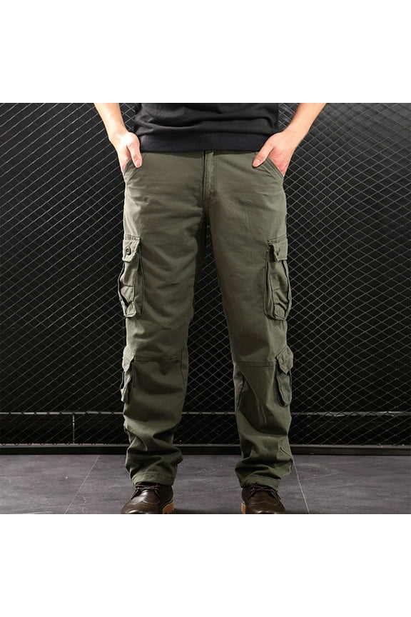 Men's Hiking Snow Pants Skiing Winter Insulated Fleece Lined Outdoor Water Repellent Camping Walking Fishing Cargo Pants Army Green 29