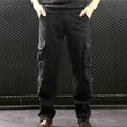 thumbnail image 1 of Fengqque Men's Hiking Snow Pants Skiing Winter Insulated Fleece Lined Outdoor Water Repellent Camping Walking Fishing Cargo Pants Black 36, 1 of 7