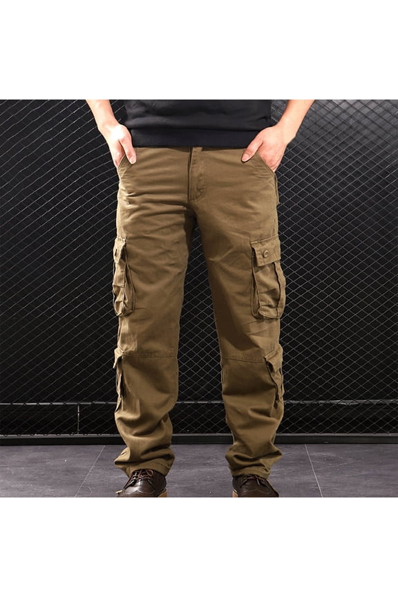 Men's Hiking Snow Pants Skiing Winter Insulated Fleece Lined Outdoor Water Repellent Camping Walking Fishing Cargo Pants Brown 40