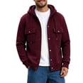 thumbnail image 1 of Fengqque Men's Hooded Color‑Block Jacket Drawstring Full Zip Long Sleeve Casual Outerwear with Chest Pockets Wine M, 1 of 6