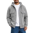 thumbnail image 1 of Fengqque Men's Hooded Color‑Block Jacket Drawstring Full Zip Long Sleeve Casual Outerwear with Chest Pockets Gray XL, 1 of 7
