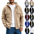 thumbnail image 1 of Fengqque Men's Hooded Color‑Block Jacket Drawstring Full Zip Long Sleeve Casual Outerwear with Chest Pockets White XL, 1 of 7